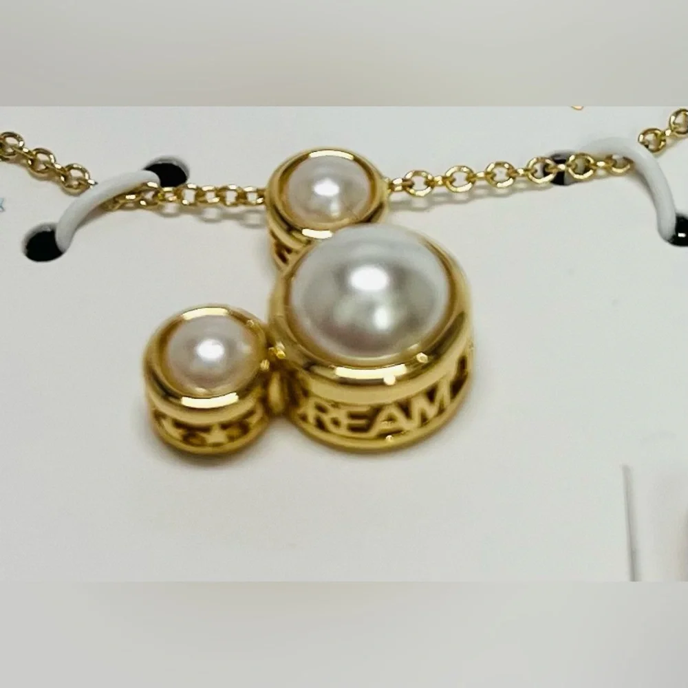 Disney Glass Cultivated Pearl Mickey Pendant Necklace and Hoop Earring Set